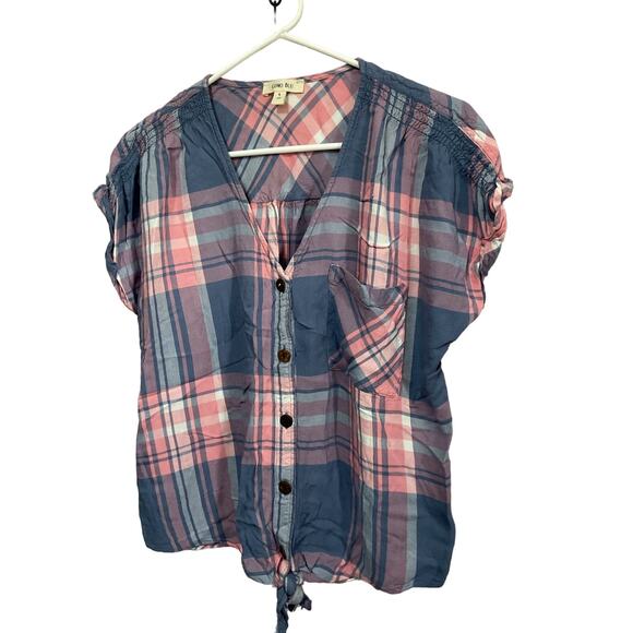 Como Blu Size Large Blouse Plaid - Picture 1 of 9